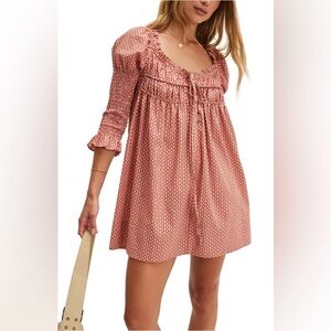 Free People Coral Patterned Mini Dress